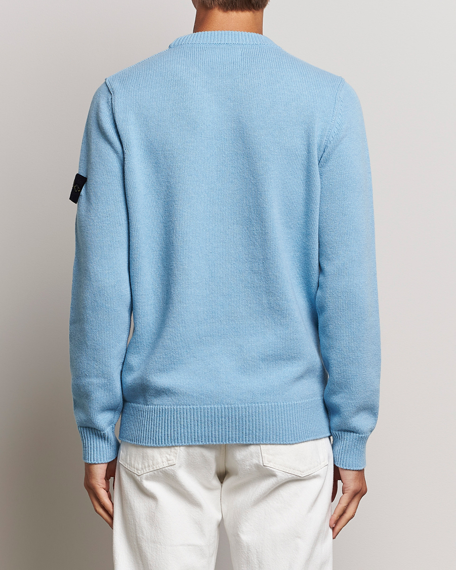 Mies | Puserot | Stone Island | Knitted Lambwool Sweater Sky Blue
