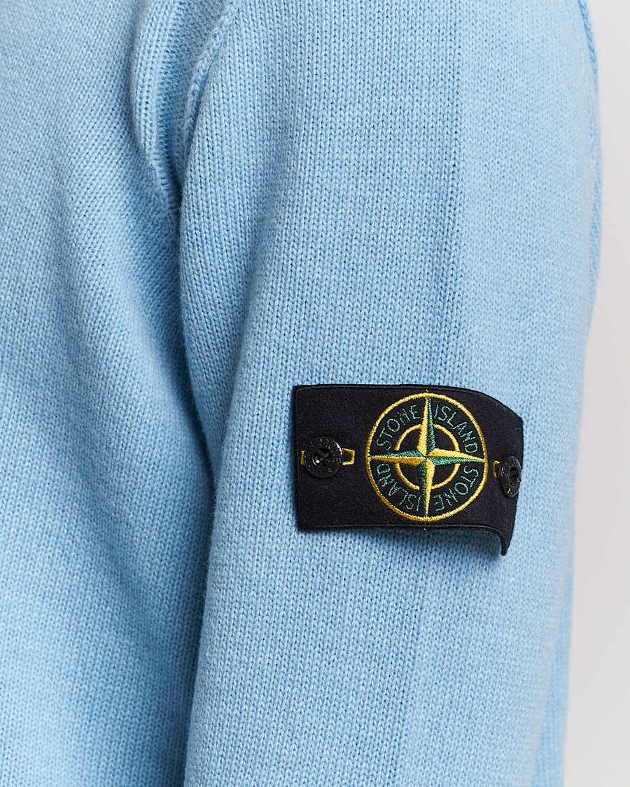 Mies | Puserot | Stone Island | Knitted Lambwool Sweater Sky Blue