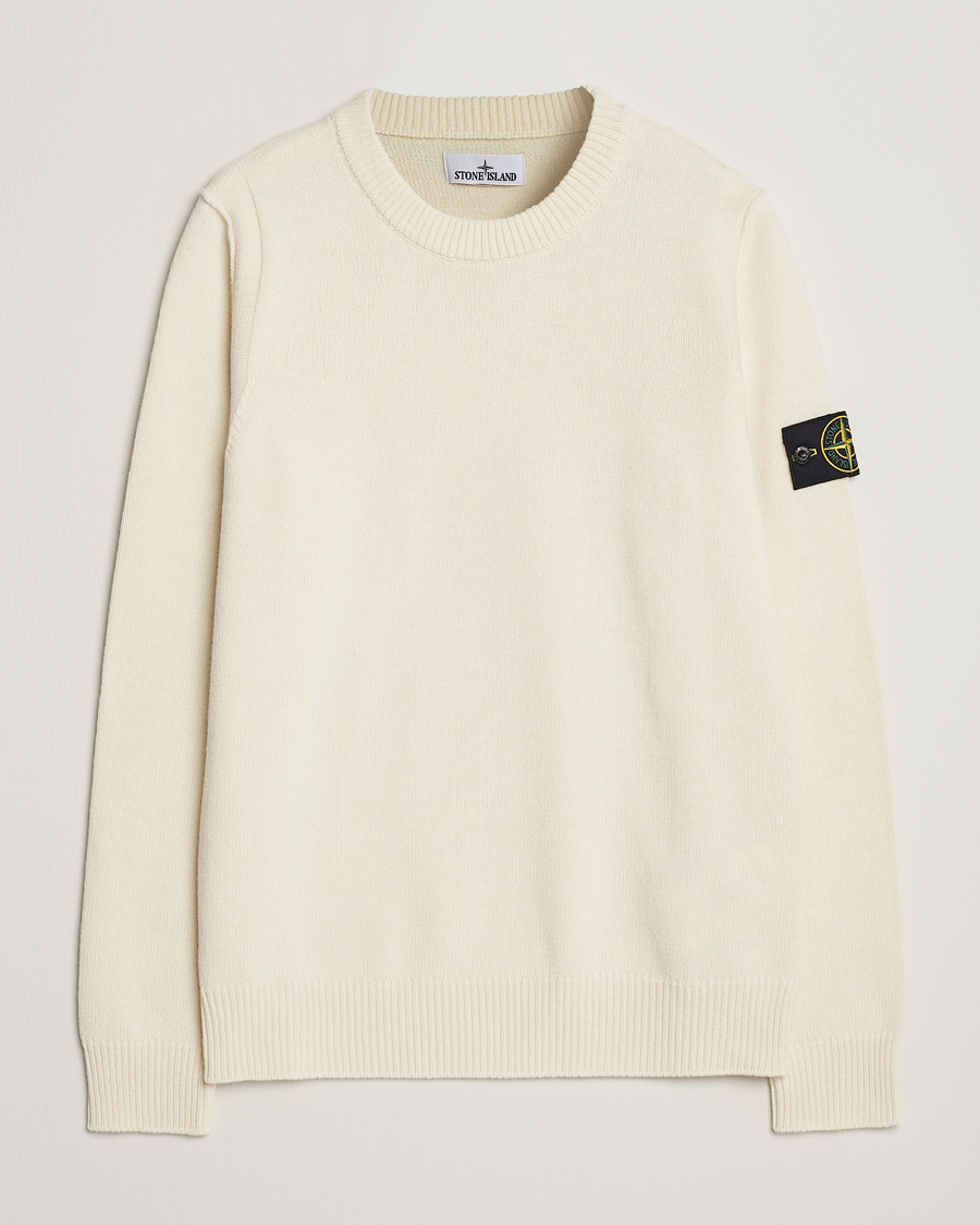 Mies | Puserot | Stone Island | Knitted Lambwool Sweater Natural