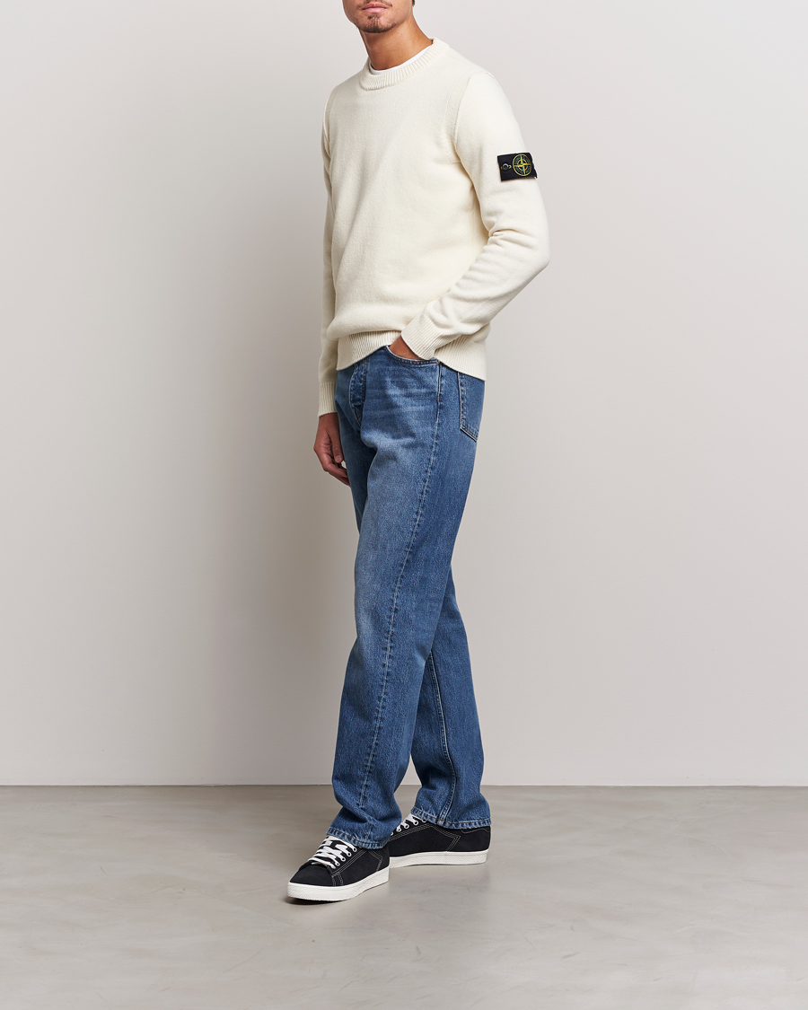 Mies | Puserot | Stone Island | Knitted Lambwool Sweater Natural