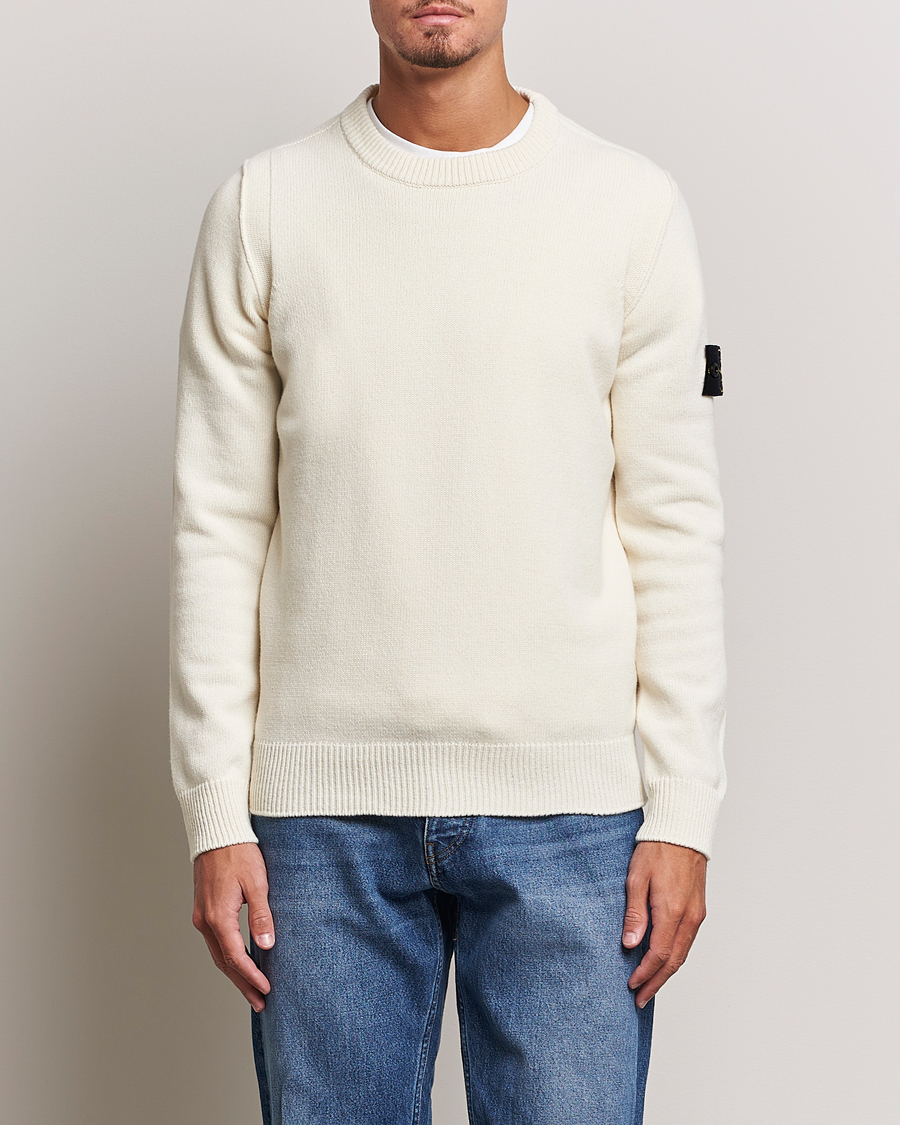 Mies | Puserot | Stone Island | Knitted Lambwool Sweater Natural