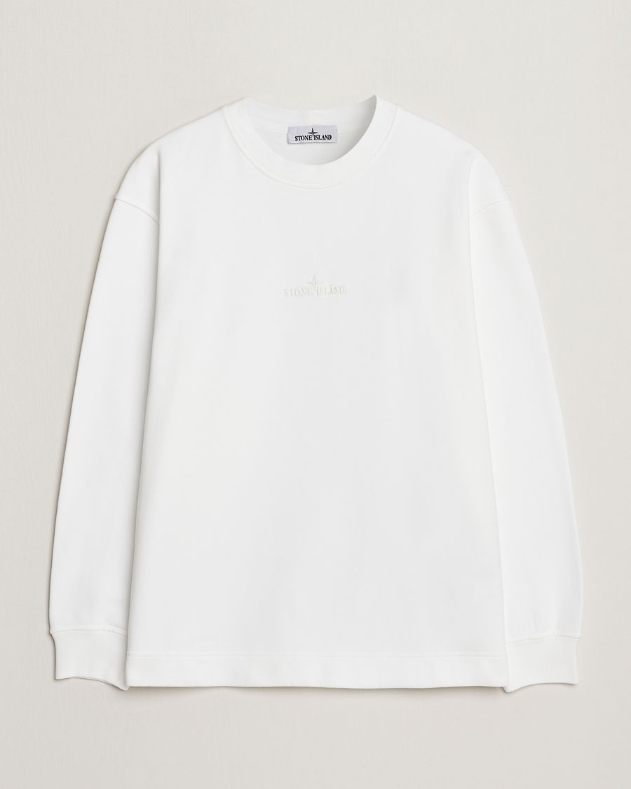 Mies | Puserot | Stone Island | Garment Dyed Fleece Logo Sweatshirt White