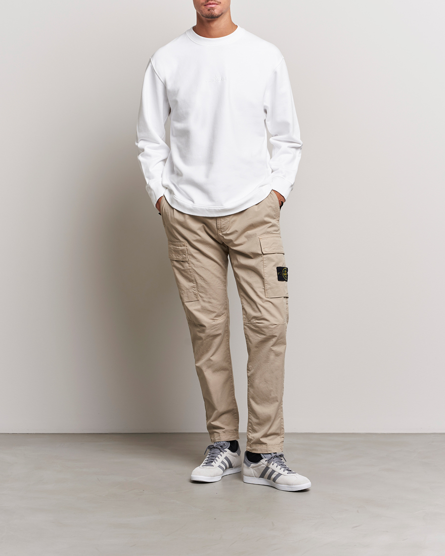 Mies | Puserot | Stone Island | Garment Dyed Fleece Logo Sweatshirt White