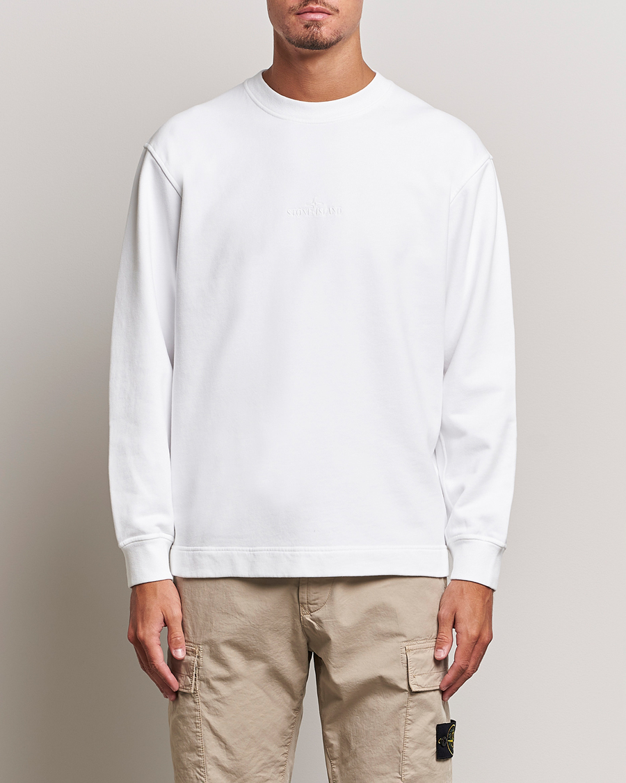 Mies | Puserot | Stone Island | Garment Dyed Fleece Logo Sweatshirt White