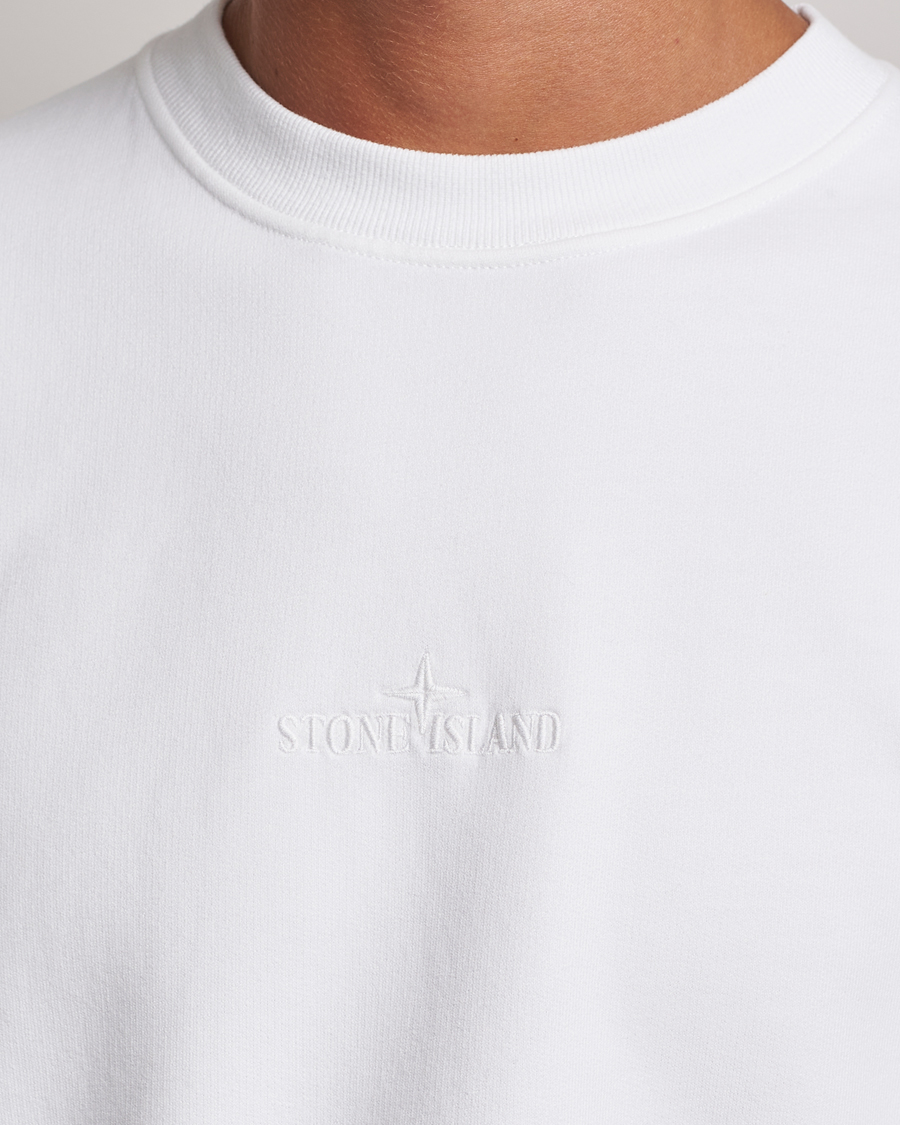 Mies | Puserot | Stone Island | Garment Dyed Fleece Logo Sweatshirt White