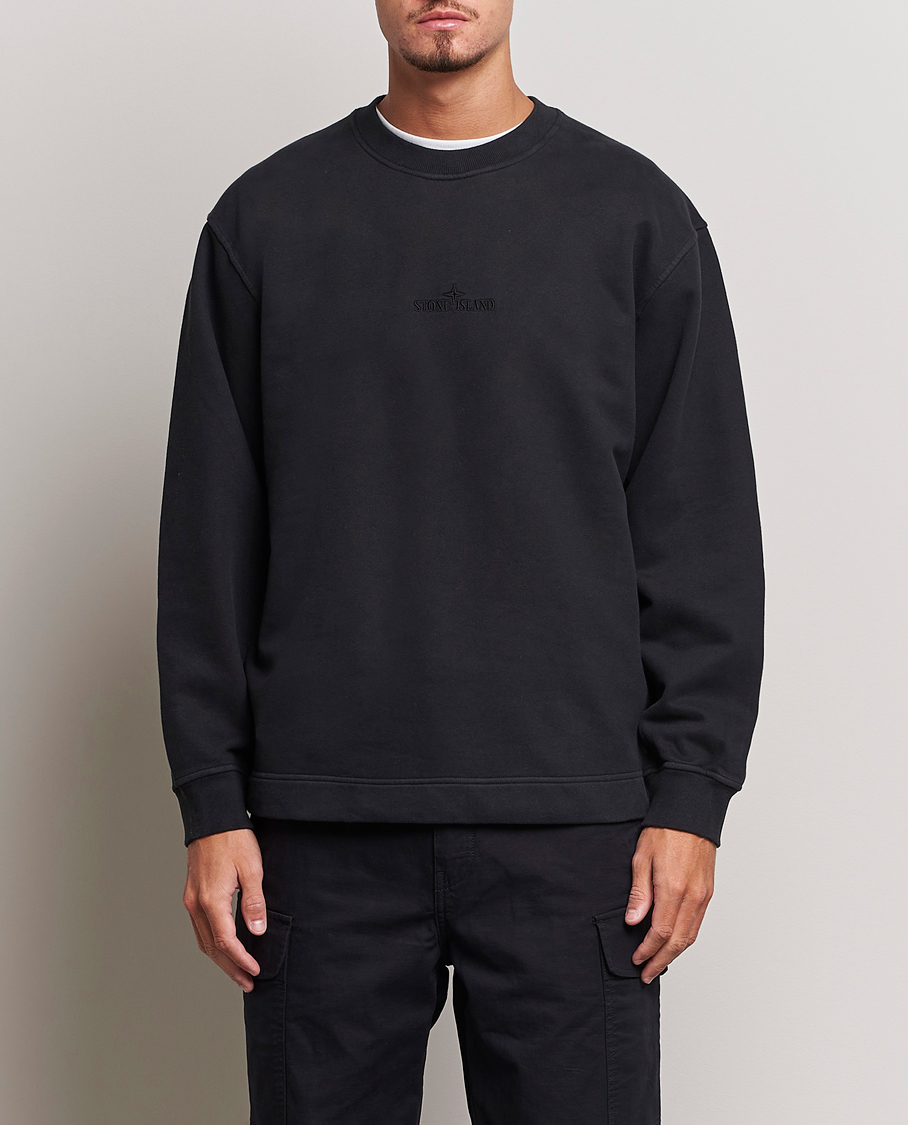 Mies | Stone Island | Stone Island | Garment Dyed Fleece Logo Sweatshirt Black