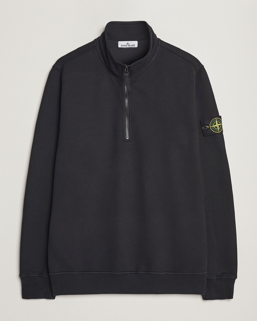 Mies | Puserot | Stone Island | Garment Dyed Fleece Half Zip Black