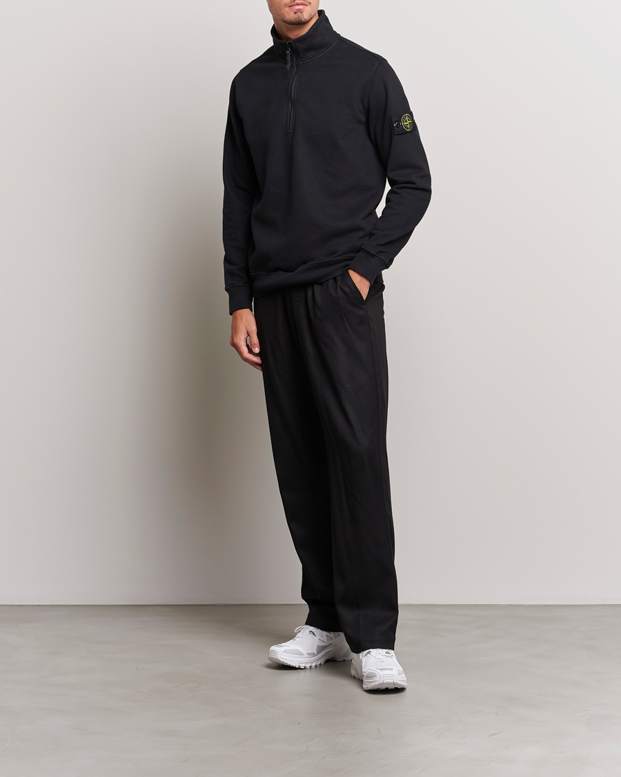 Mies | Puserot | Stone Island | Garment Dyed Fleece Half Zip Black