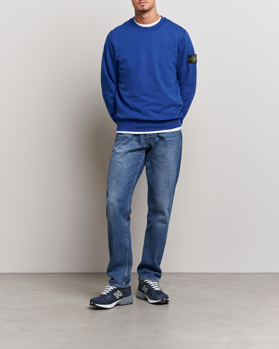 Mies | Puserot | Stone Island | Garment Dyed Fleece Sweatshirt Bright Blue