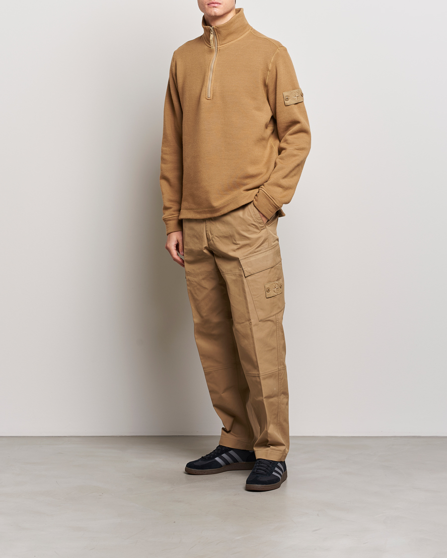 Mies | Puserot | Stone Island | Ghost Piece Wool Fleece Half Zip Dark Beige