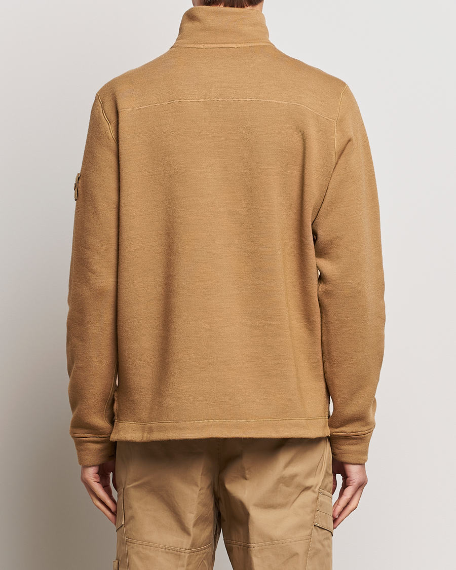 Mies | Puserot | Stone Island | Ghost Piece Wool Fleece Half Zip Dark Beige