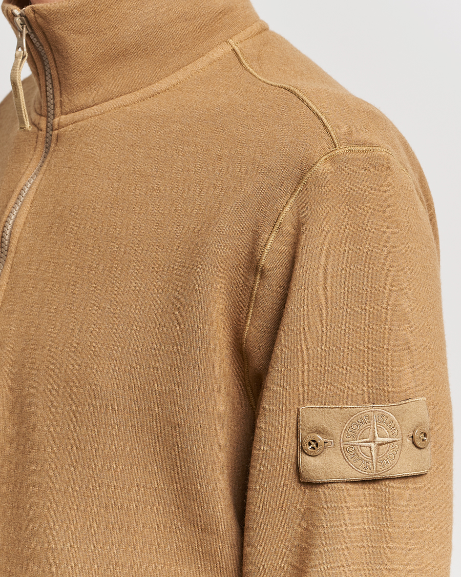 Mies | Puserot | Stone Island | Ghost Piece Wool Fleece Half Zip Dark Beige