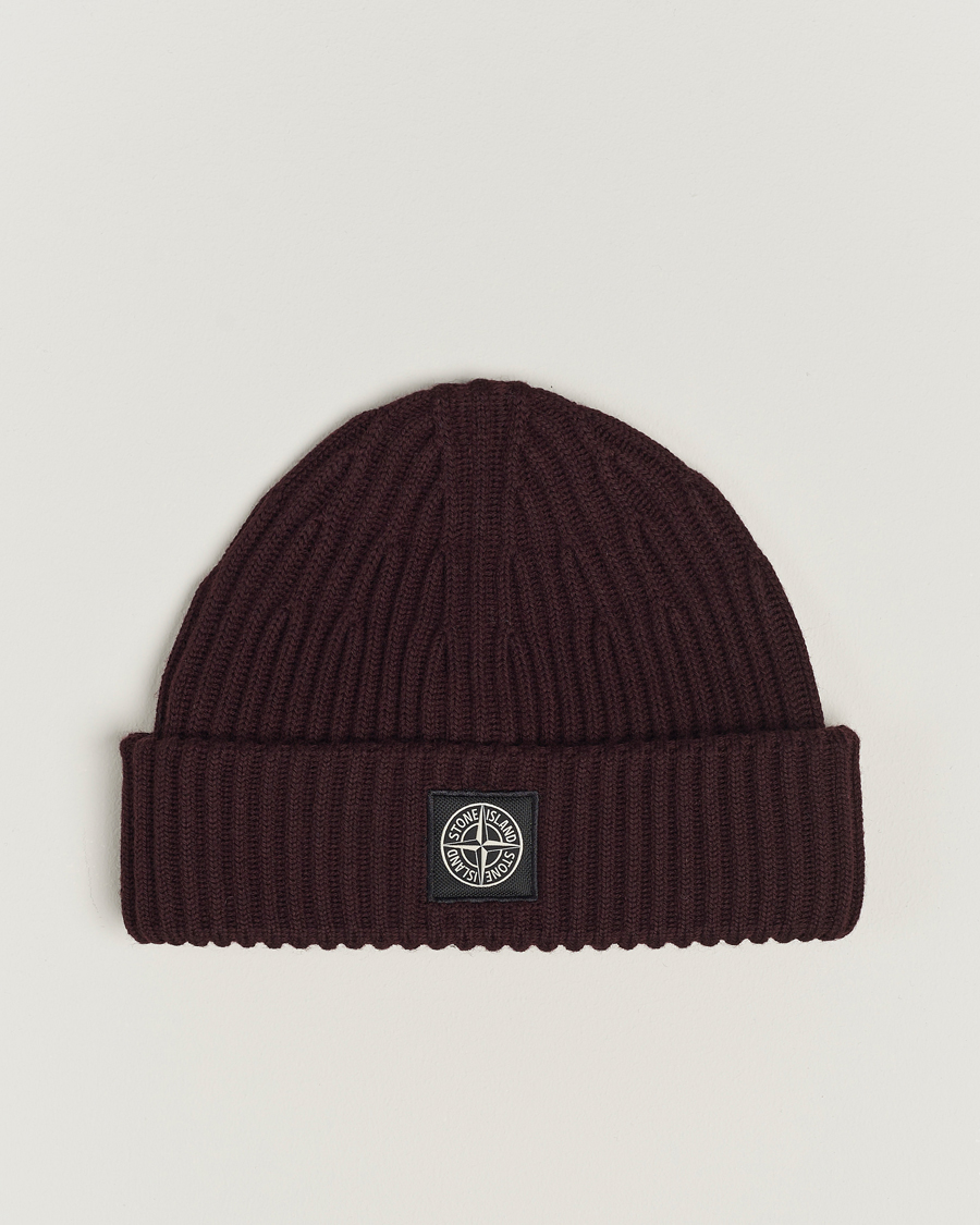 Mies | Stone Island Full Rib Wool Beanie Dark Burgundy | Stone Island | Full Rib Wool Beanie Dark Burgundy