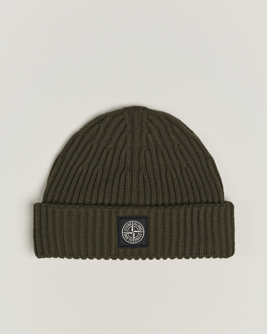 Mies | Stone Island Full Rib Wool Beanie Olive | Stone Island | Full Rib Wool Beanie Olive