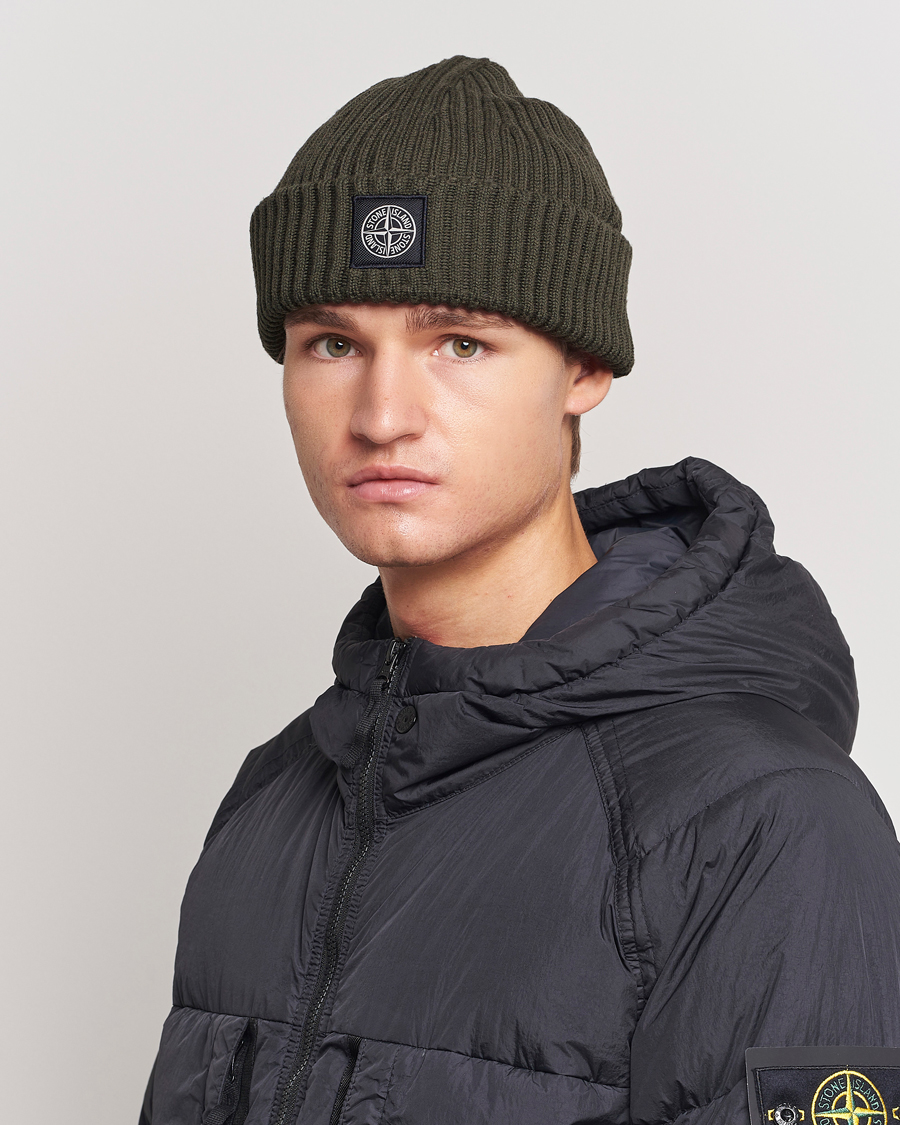 Mies | Stone Island Full Rib Wool Beanie Olive | Stone Island | Full Rib Wool Beanie Olive