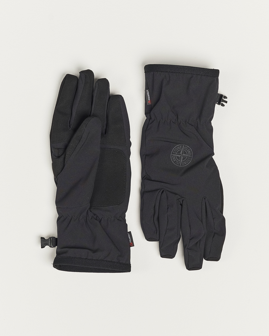 Mies | Stone Island Soft Shell-R_e Recycled Gloves Black | Stone Island | Soft Shell-R_e Recycled Gloves Black