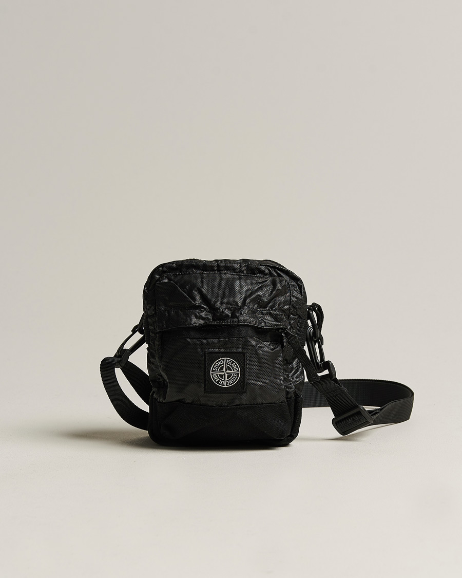 Mies | Stone Island Garment Dyed Mussola Gommata Canvas Shoulder Bag Black | Stone Island | Garment Dyed Mussola Gommata Canvas Shoulder Bag Black