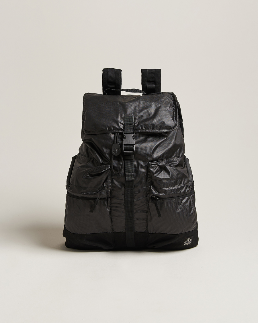 Mies | Stone Island Garment Dyed Mussola Gommata Canvas Backpack Black | Stone Island | Garment Dyed Mussola Gommata Canvas Backpack Black