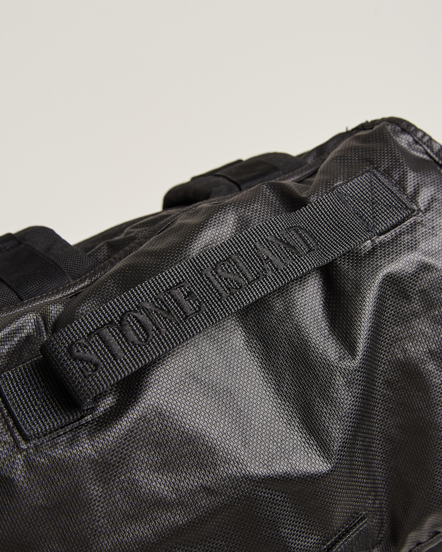 Mies | Stone Island Garment Dyed Mussola Gommata Canvas Backpack Black | Stone Island | Garment Dyed Mussola Gommata Canvas Backpack Black