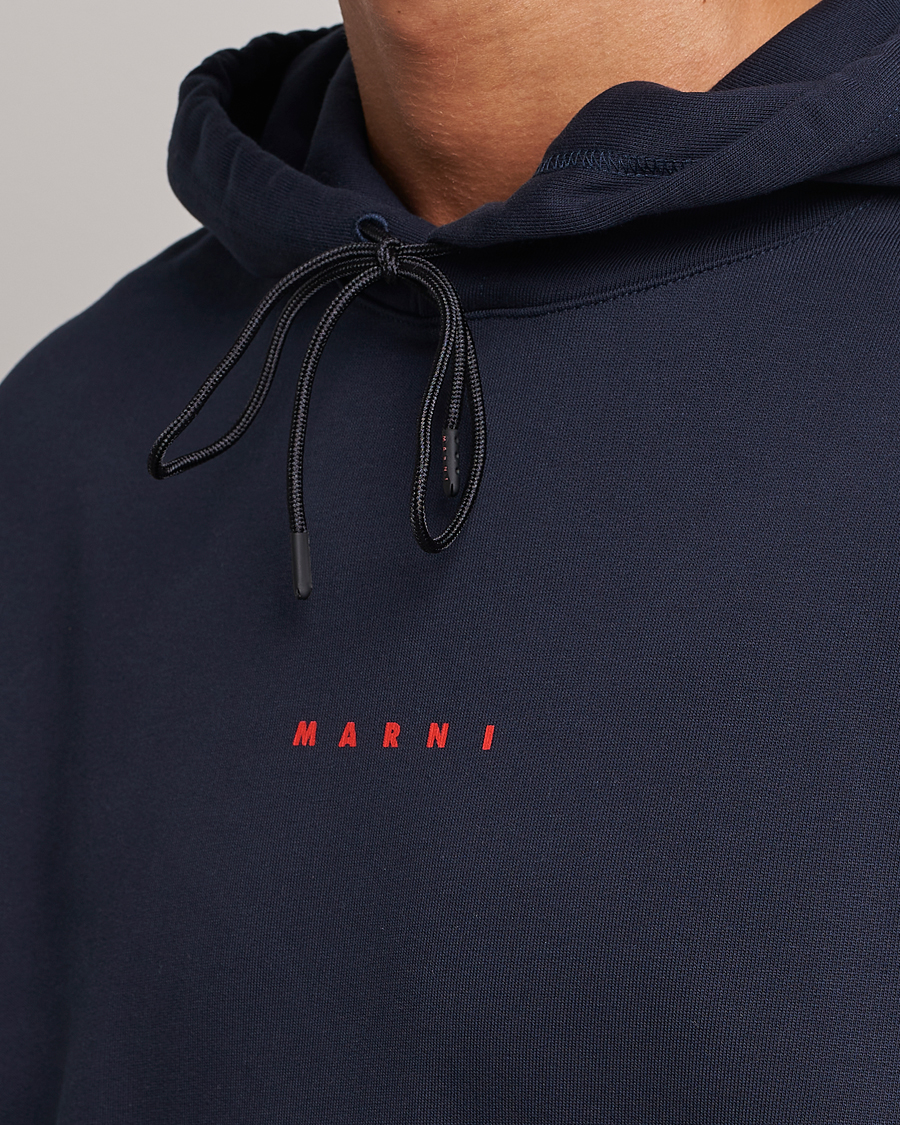 Mies | Puserot | Marni | Logo Applied Hoodie Navy