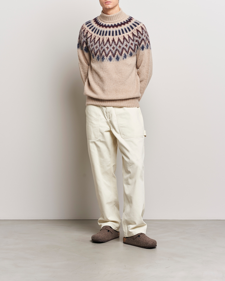 Mies | Puserot | Howlin' | Brushed Wool Fair Isle Roll Neck Biscuit