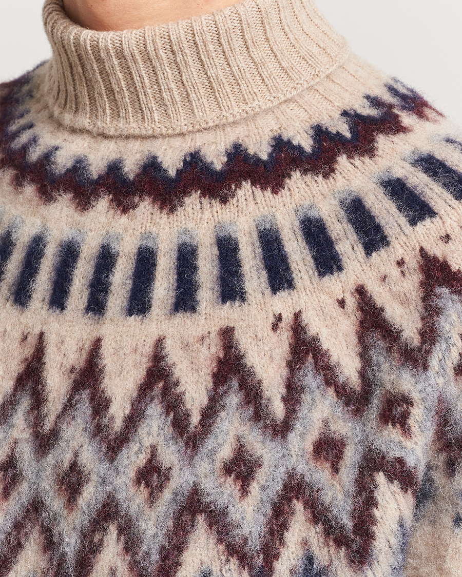 Mies | Puserot | Howlin' | Brushed Wool Fair Isle Roll Neck Biscuit