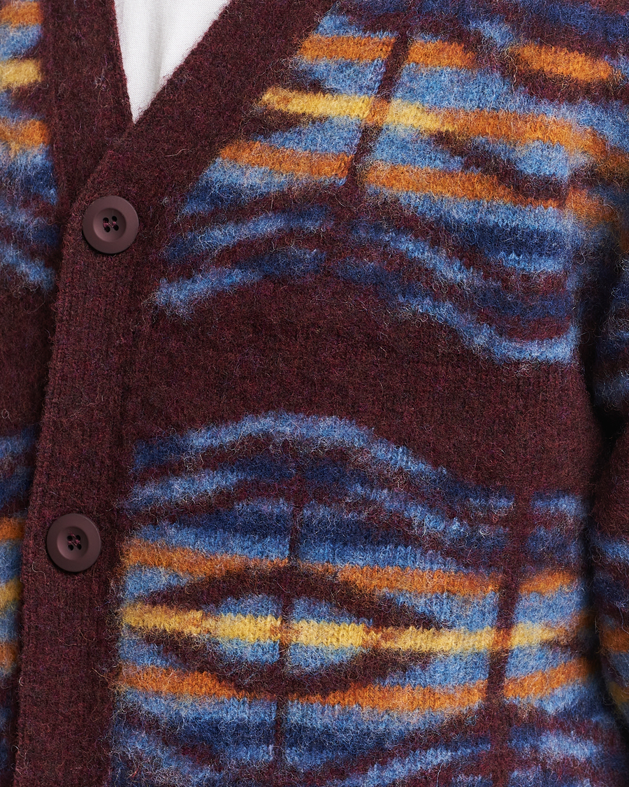 Mies | Puserot | Howlin' | Brushed Wool Pattern Cardigan Bordeaux