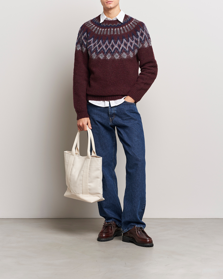 Mies | Puserot | Howlin' | Brushed Wool Fair Isle Crew Sweater Bordeaux