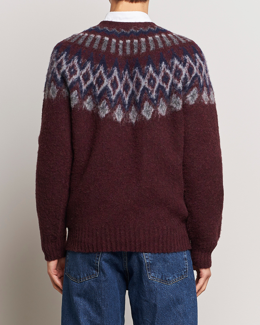 Mies | Puserot | Howlin' | Brushed Wool Fair Isle Crew Sweater Bordeaux