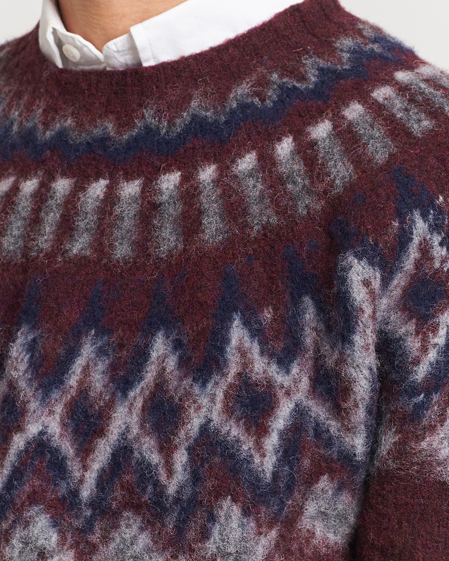 Mies | Puserot | Howlin' | Brushed Wool Fair Isle Crew Sweater Bordeaux