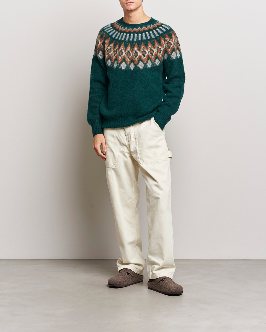 Mies | Puserot | Howlin' | Brushed Wool Fair Isle Crew Sweater Forest