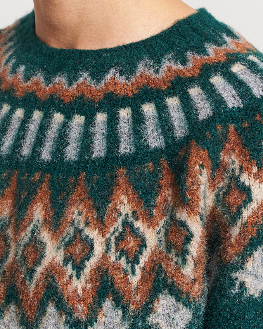 Mies | Puserot | Howlin' | Brushed Wool Fair Isle Crew Sweater Forest