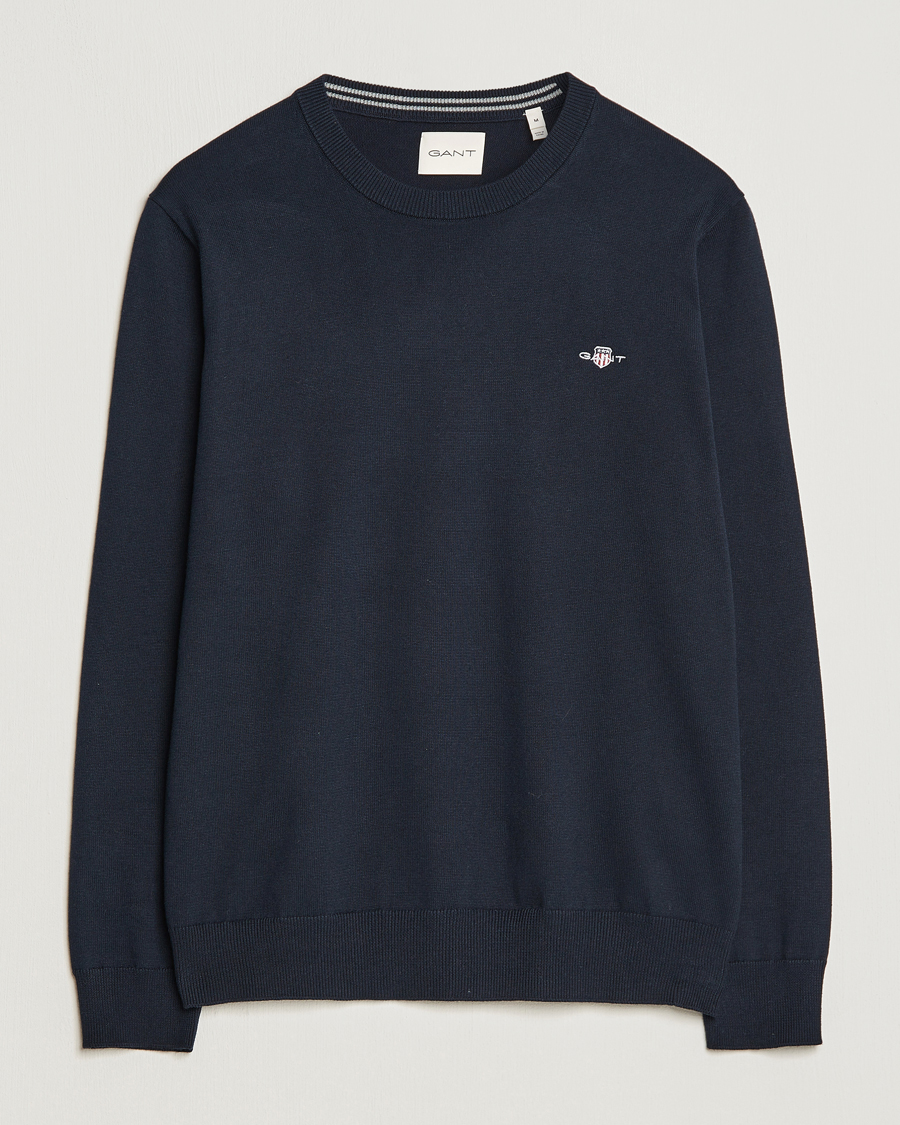 Mies | Puserot | Gant | Classic Cotton Crew Neck Evening Blue