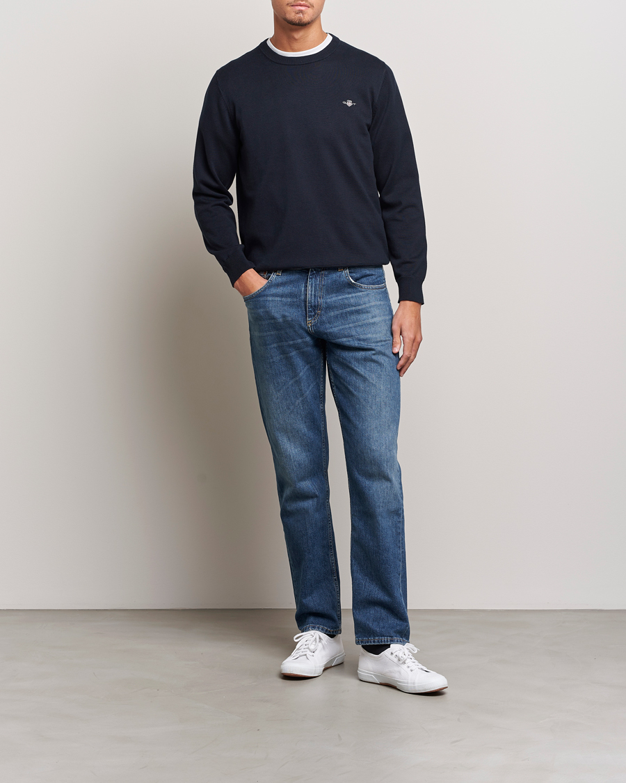 Mies | Puserot | Gant | Classic Cotton Crew Neck Evening Blue