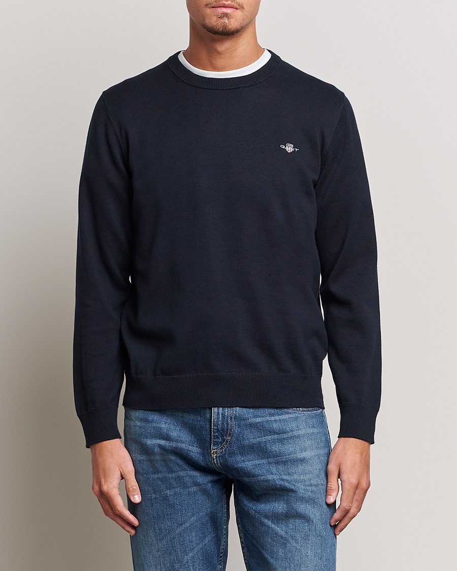 Mies | Puserot | Gant | Classic Cotton Crew Neck Evening Blue