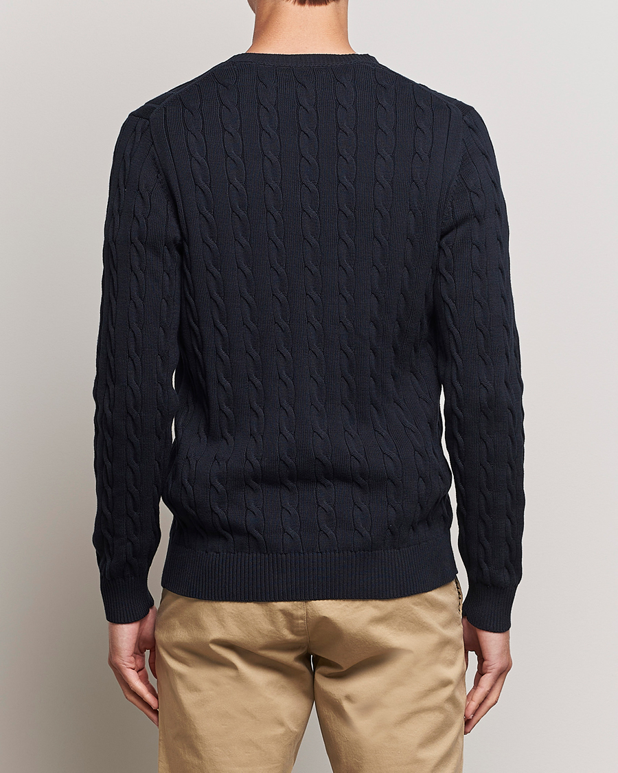 Mies | Puserot | Gant | Cotton Cable Crew Neck Evening Blue