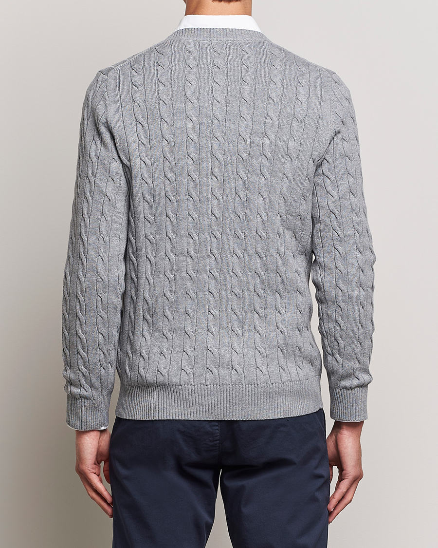 Mies | Puserot | Gant | Cotton Cable Crew Neck Grey Melange