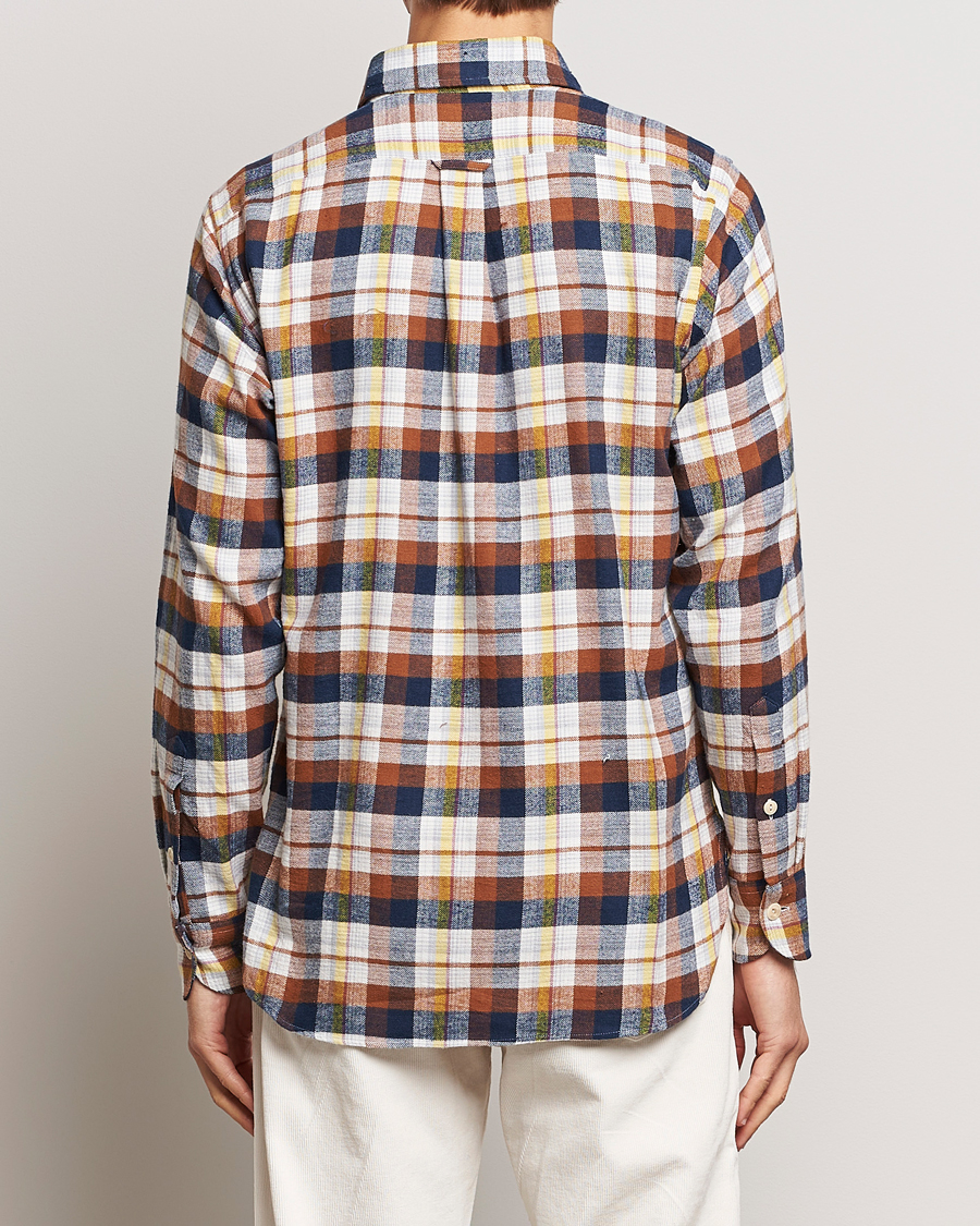 Mies | Kauluspaidat | Drake's | Brushed Madras Checked Work Shirt Brown