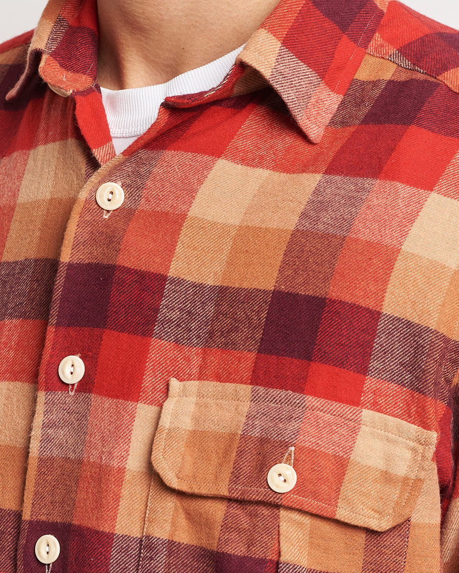 Mies | Kauluspaidat | Drake's | Brushed Madras Checked Work Shirt Red