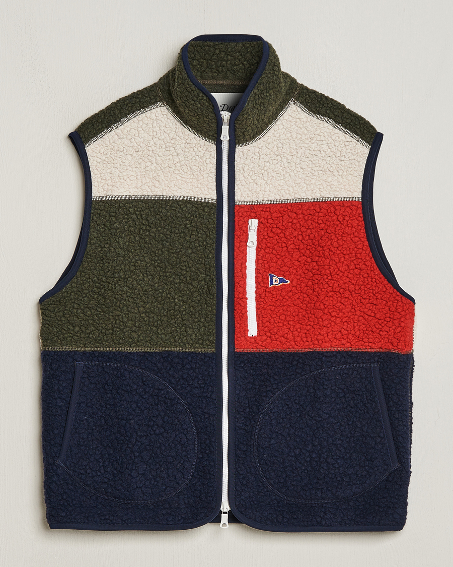 Mies | Puserot | Drake's | Colourblock Boucle Zip Fleece Vest Multi