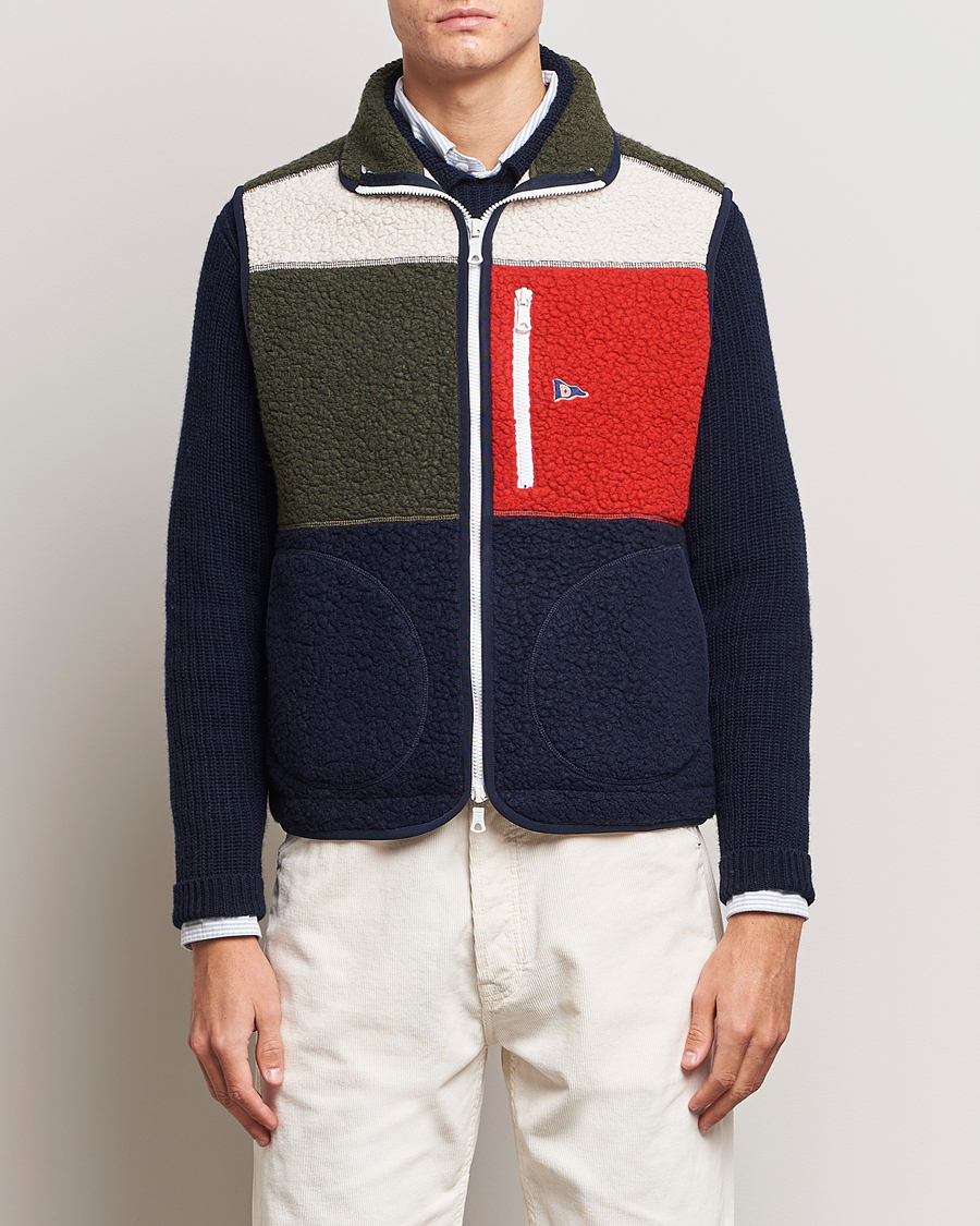 Mies | Puserot | Drake's | Colourblock Boucle Zip Fleece Vest Multi