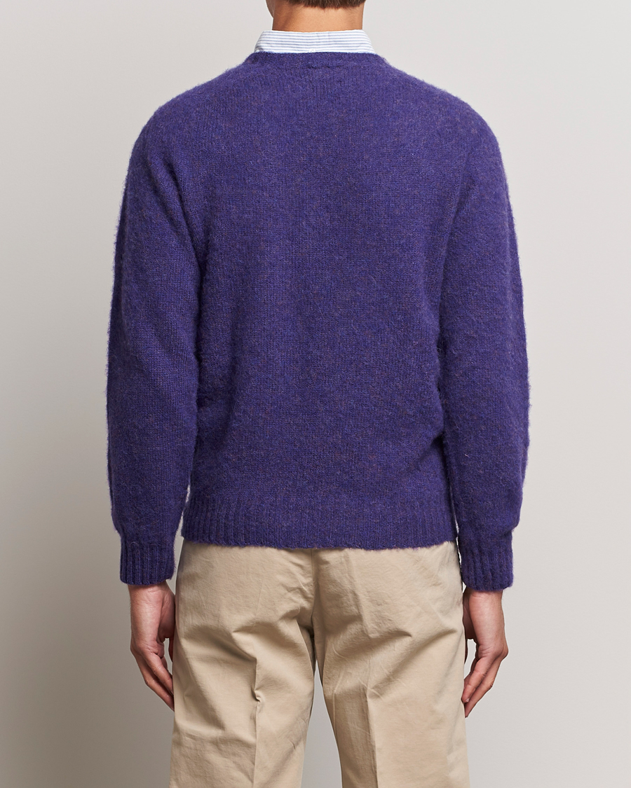 Mies | Puserot | Drake's | Brushed Shetland Crew Purple