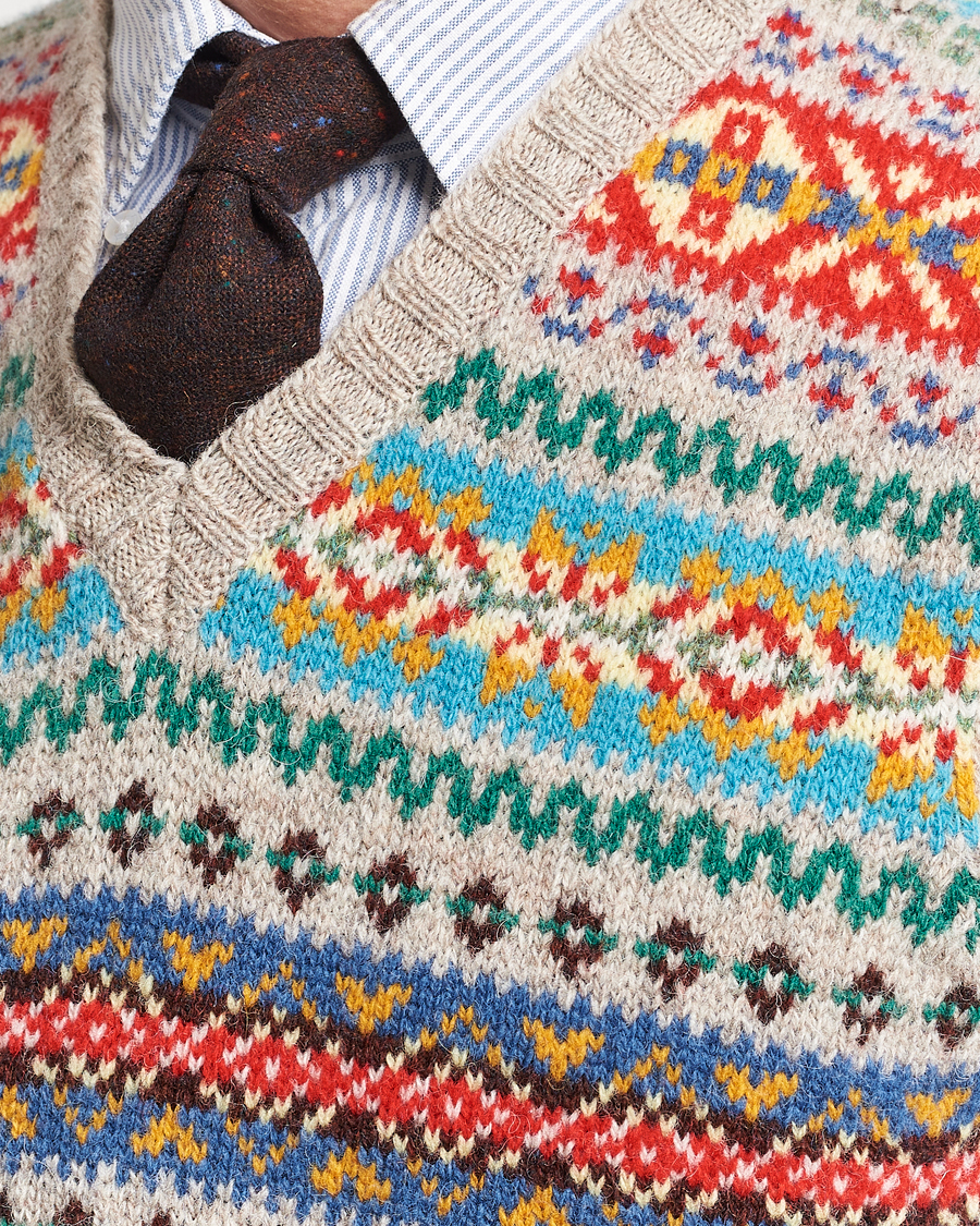 Mies | Puserot | Drake's | Fairisle Print Wool Vest Multi