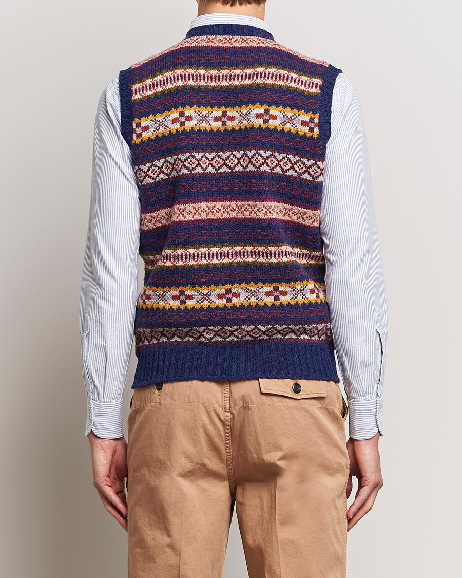 Mies | Puserot | Drake's | Fairisle Print Wool Vest Navy