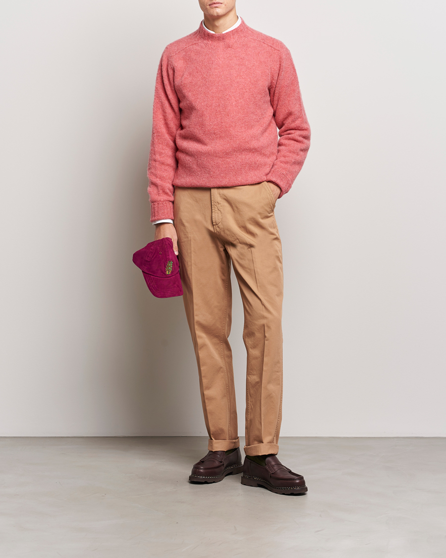 Mies | Puserot | Drake's | Brushed Shetland Mock Neck Jumper Pink