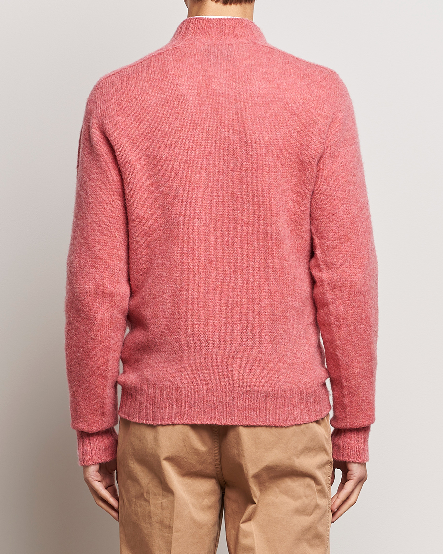 Mies | Puserot | Drake's | Brushed Shetland Mock Neck Jumper Pink