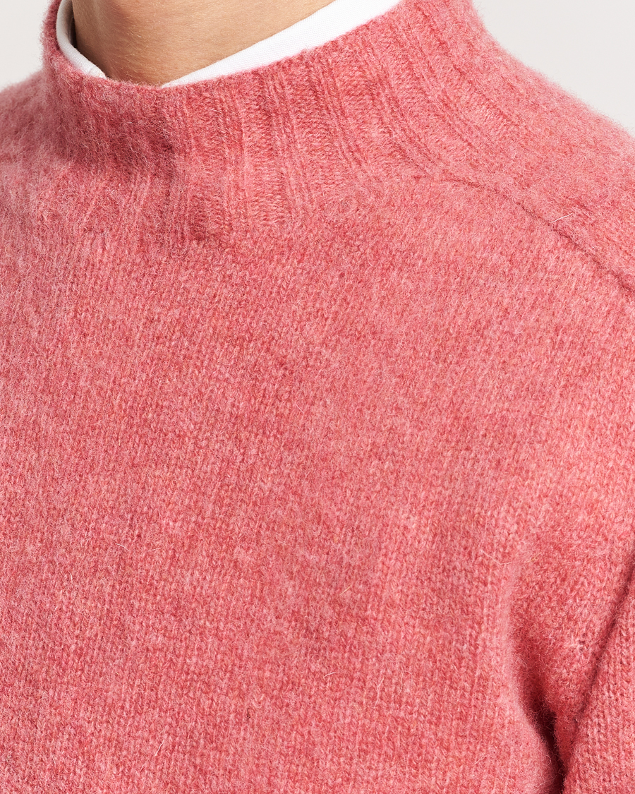 Mies | Puserot | Drake's | Brushed Shetland Mock Neck Jumper Pink