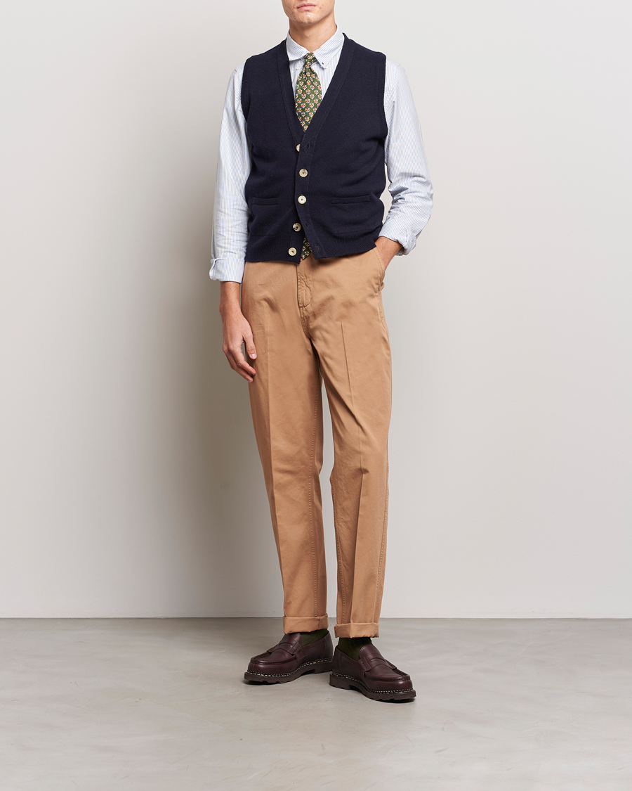 Mies | Puserot | Drake's | Lambswool Vest Cardigan Navy