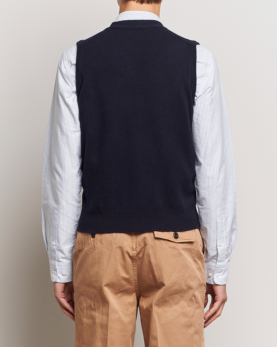 Mies | Puserot | Drake's | Lambswool Vest Cardigan Navy