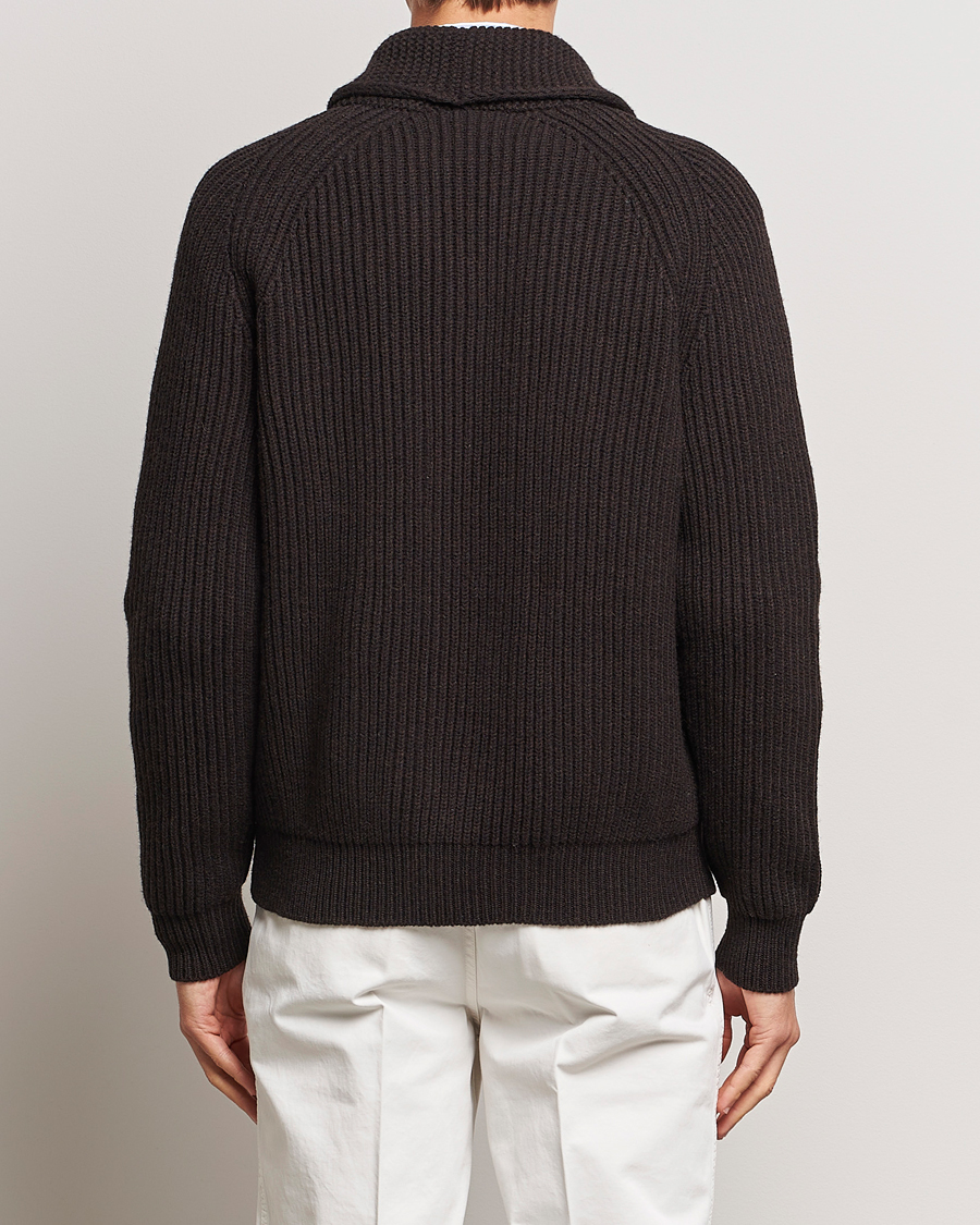 Mies | Puserot | Drake's | Lambswool 6-Ply Shawl Collar Cardigan Brown